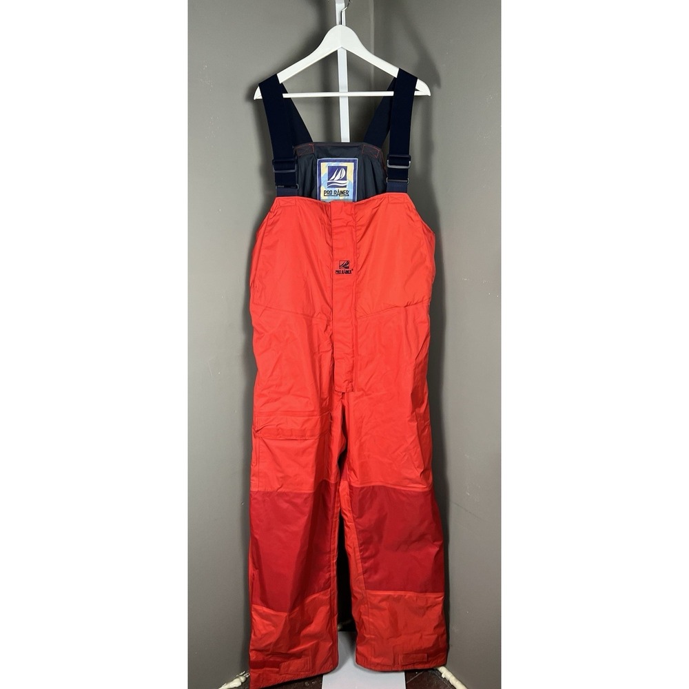 Pro Rainer XL Men's Foul Weather Bib Pants in Red Overalls Suspenders Fishing